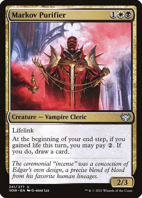 Markov Purifier, carta Magic di tipo Creature — Vampire Cleric illustrata da G-host Lee