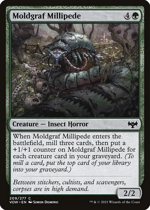 Moldgraf Millipede, carta Magic di tipo Creature — Insect Horror illustrata da Simon Dominic