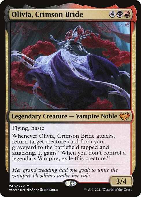 Olivia, Crimson Bride, carta Magic di tipo Legendary Creature — Vampire Noble illustrata da Anna Steinbauer