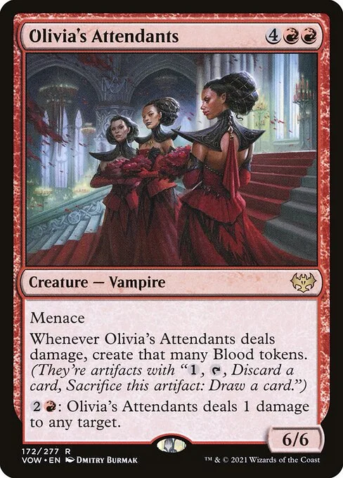 Olivia's Attendants, carta Magic di tipo Creature — Vampire illustrata da Dmitry Burmak