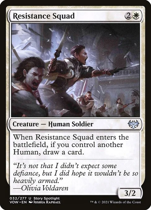 Resistance Squad, carta Magic di tipo Creature — Human Soldier illustrata da Joshua Raphael