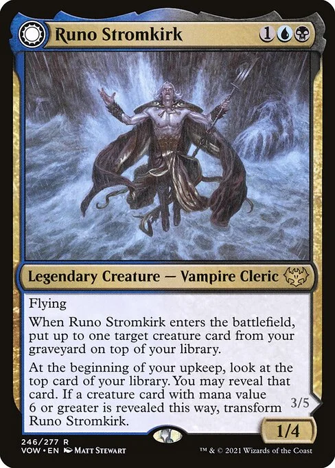 Runo Stromkirk // Krothuss, Lord of the Deep, carta Magic di tipo Legendary Creature — Vampire Cleric // Legendary Creature — Kraken Horror illustrata da Matt Stewart