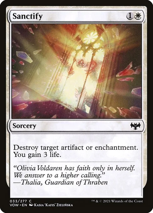 Sanctify, carta Magic di tipo Sorcery illustrata da Kasia 'Kafis' Zielińska