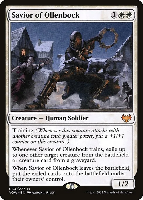 Savior of Ollenbock, carta Magic di tipo Creature — Human Soldier illustrata da Aaron J. Riley