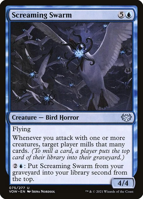 Screaming Swarm, carta Magic di tipo Creature — Bird Horror illustrata da Irina Nordsol