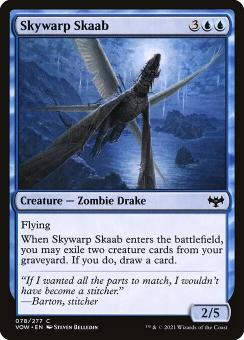 Skywarp Skaab, carta Magic di tipo Creature — Zombie Drake illustrata da Steven Belledin