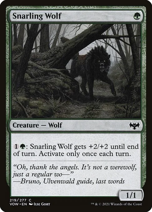 Snarling Wolf, carta Magic di tipo Creature — Wolf illustrata da Ilse Gort