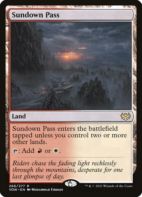 Sundown Pass, carta Magic di tipo Land illustrata da Muhammad Firdaus
