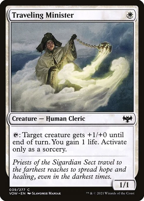 Traveling Minister, carta Magic di tipo Creature — Human Cleric illustrata da Slawomir Maniak