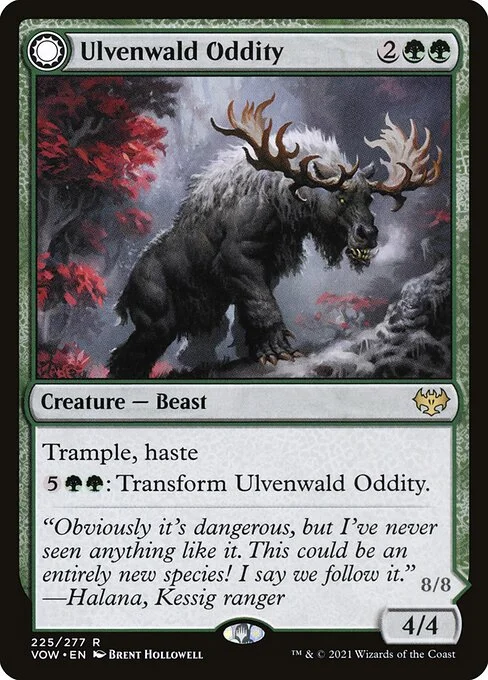 Ulvenwald Oddity // Ulvenwald Behemoth, carta Magic di tipo Creature — Beast // Creature — Beast Horror illustrata da Brent Hollowell