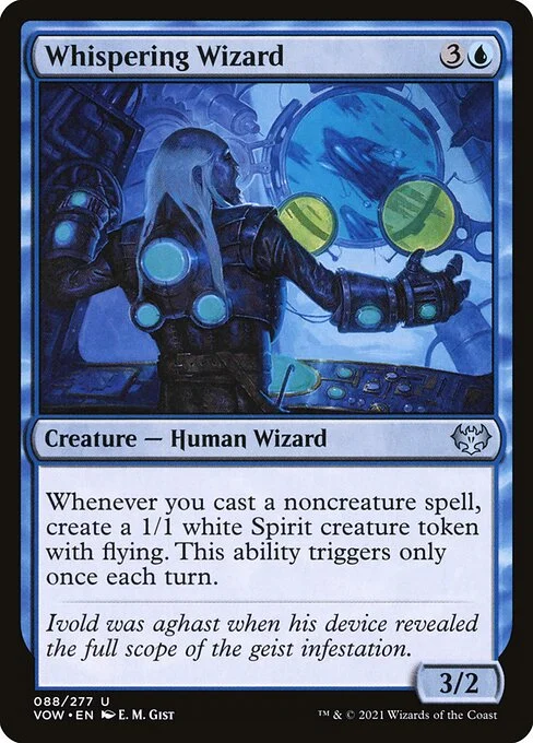 Whispering Wizard, carta Magic di tipo Creature — Human Wizard illustrata da E. M. Gist