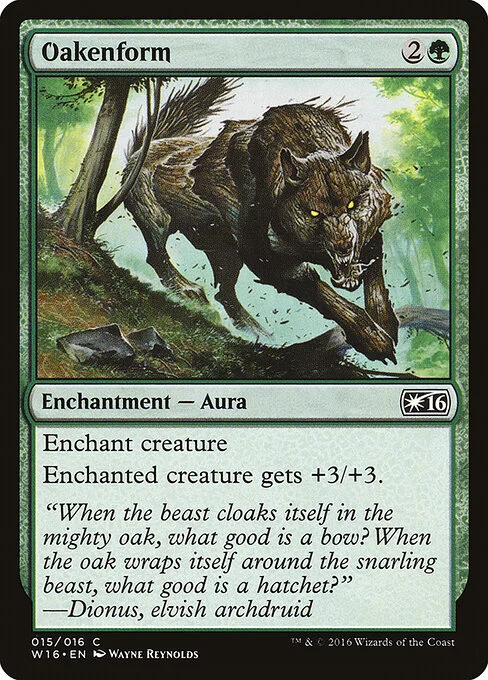 Oakenform, carta Magic di tipo Enchantment — Aura illustrata da Wayne Reynolds