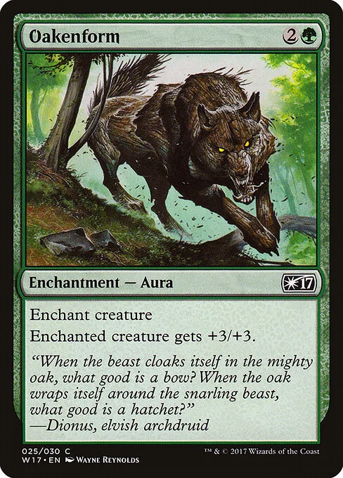Oakenform, carta Magic di tipo Enchantment — Aura illustrata da Wayne Reynolds