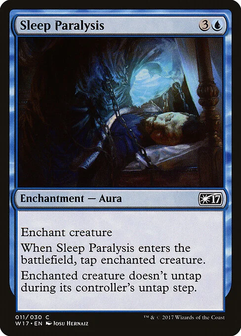 Sleep Paralysis, carta Magic di tipo Enchantment — Aura illustrata da Josu Hernaiz