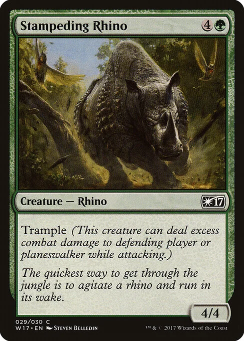 Stampeding Rhino, carta Magic di tipo Creature — Rhino illustrata da Steven Belledin