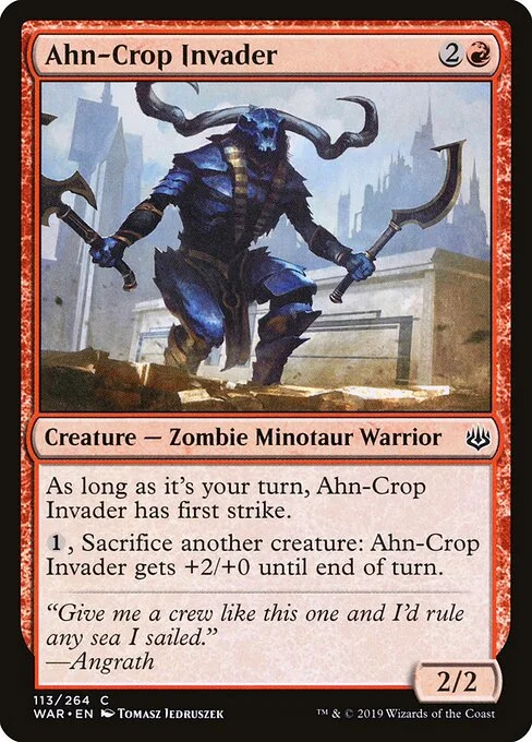 Ahn-Crop Invader, carta Magic di tipo Creature — Zombie Minotaur Warrior illustrata da Tomasz Jedruszek