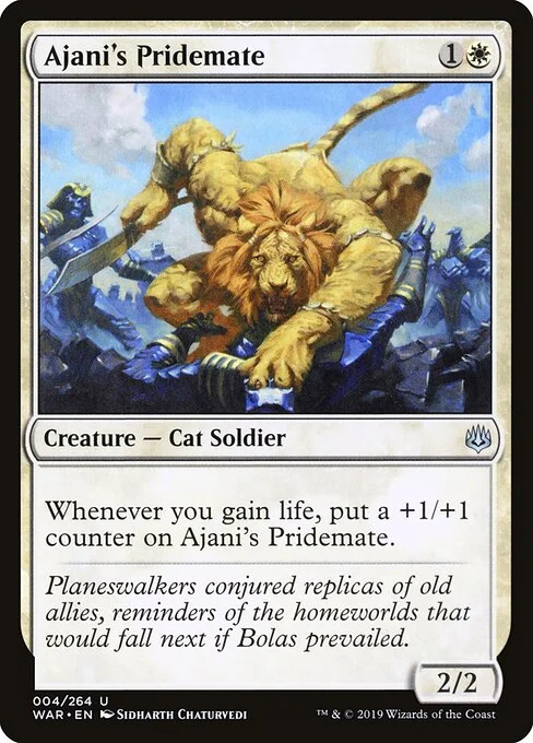 Ajani's Pridemate, carta Magic di tipo Creature — Cat Soldier illustrata da Sidharth Chaturvedi
