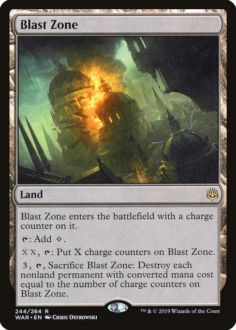 Blast Zone, carta Magic di tipo Land illustrata da Chris Ostrowski