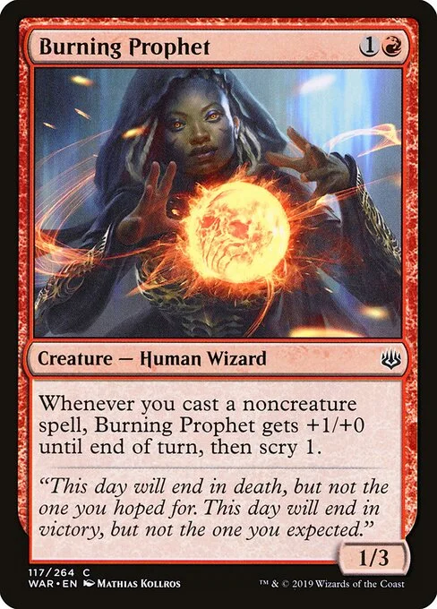 Burning Prophet, carta Magic di tipo Creature — Human Wizard illustrata da Mathias Kollros