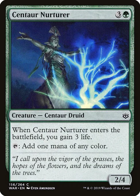 Centaur Nurturer, carta Magic di tipo Creature — Centaur Druid illustrata da Even Amundsen