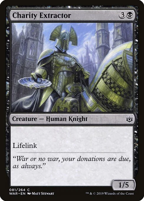 Charity Extractor, carta Magic di tipo Creature — Human Knight illustrata da Matt Stewart