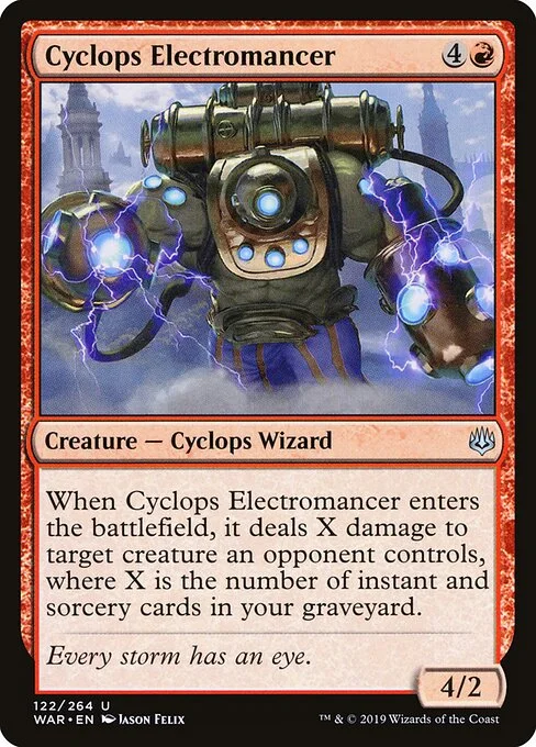 Cyclops Electromancer, carta Magic di tipo Creature — Cyclops Wizard illustrata da Jason Felix