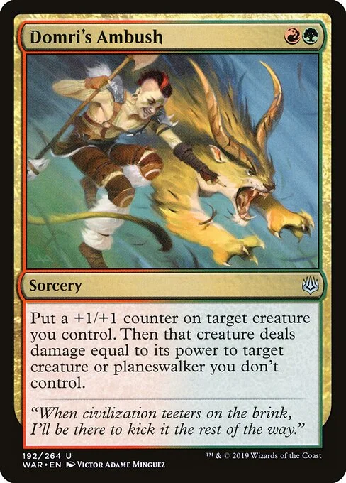 Domri's Ambush, carta Magic di tipo Sorcery illustrata da Victor Adame Minguez