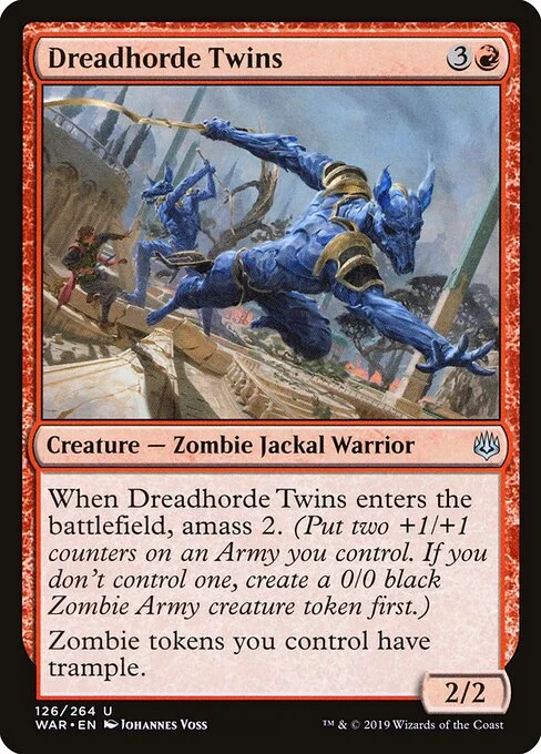 Dreadhorde Twins, carta Magic di tipo Creature — Zombie Jackal Warrior illustrata da Johannes Voss