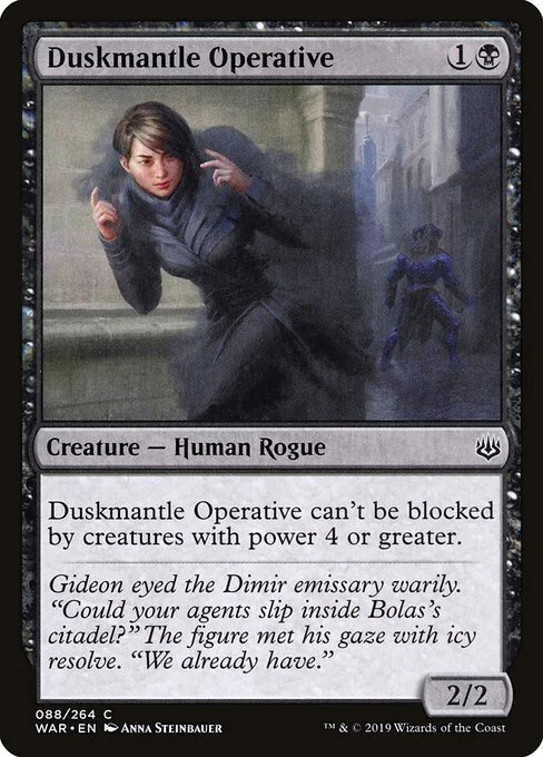 Duskmantle Operative, carta Magic di tipo Creature — Human Rogue illustrata da Anna Steinbauer