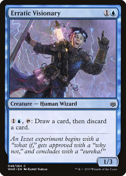 Erratic Visionary, carta Magic di tipo Creature — Human Wizard illustrata da Randy Vargas