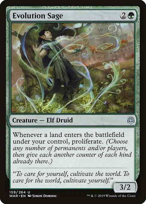 Evolution Sage, carta Magic di tipo Creature — Elf Druid illustrata da Simon Dominic