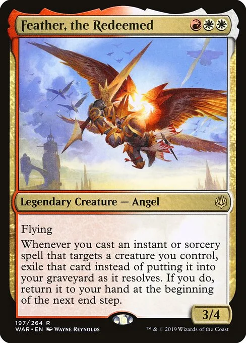 Feather, the Redeemed, carta Magic di tipo Legendary Creature — Angel illustrata da Wayne Reynolds