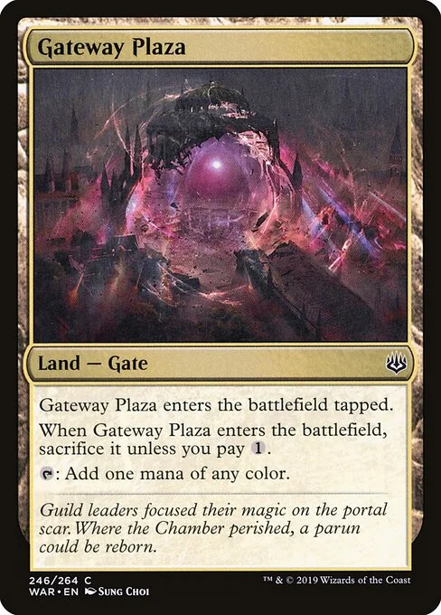 Gateway Plaza, carta Magic di tipo Land — Gate illustrata da Sung Choi