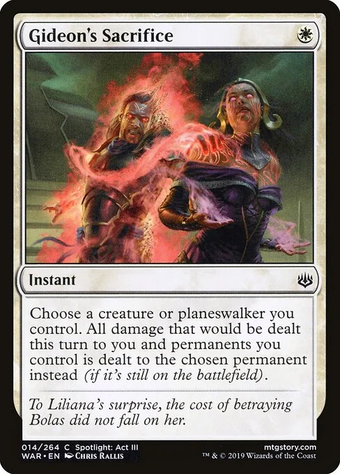 Gideon's Sacrifice, carta Magic di tipo Instant illustrata da Chris Rallis