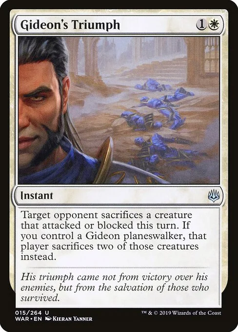 Gideon's Triumph, carta Magic di tipo Instant illustrata da Kieran Yanner
