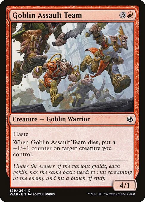Goblin Assault Team, carta Magic di tipo Creature — Goblin Warrior illustrata da Zoltan Boros