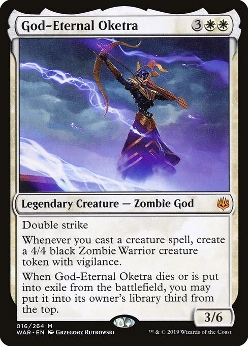 God-Eternal Oketra, carta Magic di tipo Legendary Creature — Zombie God illustrata da Grzegorz Rutkowski