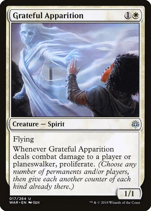 Grateful Apparition, carta Magic di tipo Creature — Spirit illustrata da Izzy