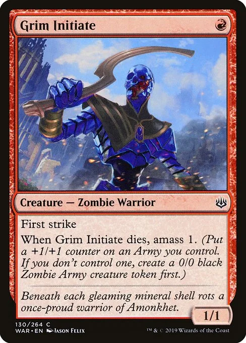 Grim Initiate, carta Magic di tipo Creature — Zombie Warrior illustrata da Jason Felix