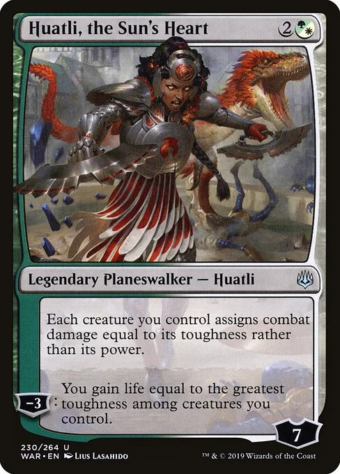 Huatli, the Sun's Heart, carta Magic di tipo Legendary Planeswalker — Huatli illustrata da Lius Lasahido