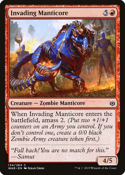 Invading Manticore, carta Magic di tipo Creature — Zombie Manticore illustrata da Jehan Choo