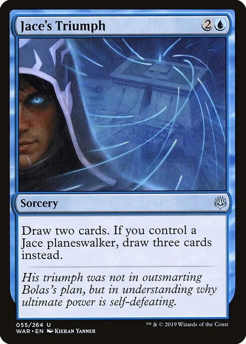 Jace's Triumph, carta Magic di tipo Sorcery illustrata da Kieran Yanner
