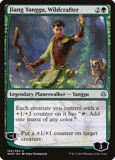 Jiang Yanggu, Wildcrafter, carta Magic di tipo Legendary Planeswalker — Yanggu illustrata da Anna Steinbauer