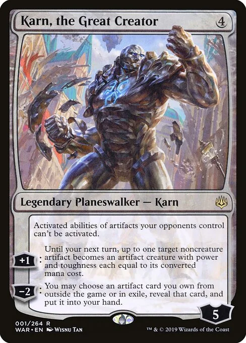 Karn, the Great Creator, carta Magic di tipo Legendary Planeswalker — Karn illustrata da Wisnu Tan