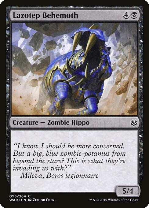 Lazotep Behemoth, carta Magic di tipo Creature — Zombie Hippo illustrata da Zezhou Chen