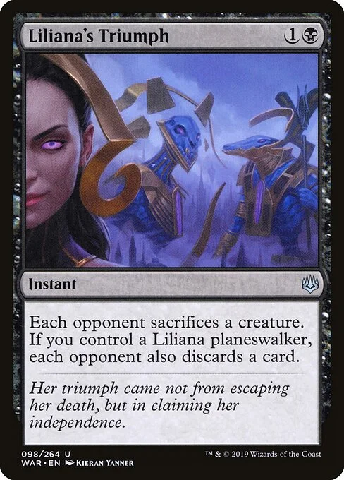 Liliana's Triumph, carta Magic di tipo Instant illustrata da Kieran Yanner