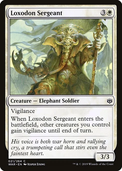Loxodon Sergeant, carta Magic di tipo Creature — Elephant Soldier illustrata da Jesper Ejsing