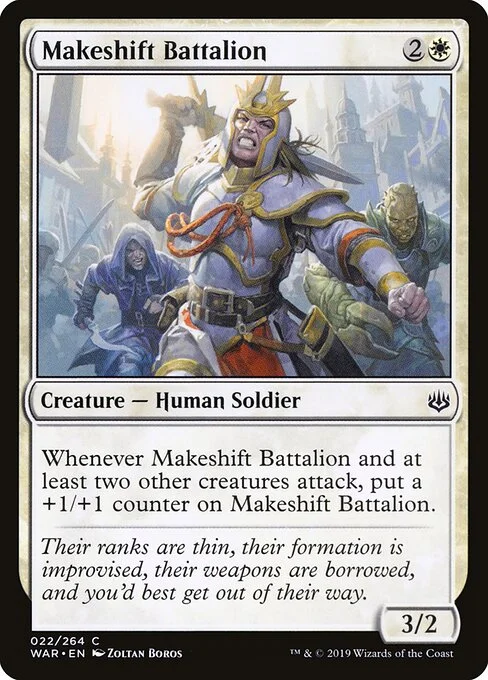 Makeshift Battalion, carta Magic di tipo Creature — Human Soldier illustrata da Zoltan Boros
