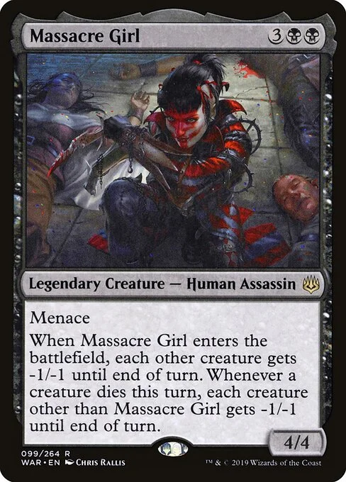 Massacre Girl, carta Magic di tipo Legendary Creature — Human Assassin illustrata da Chris Rallis