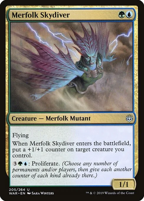 Merfolk Skydiver, carta Magic di tipo Creature — Merfolk Mutant illustrata da Sara Winters